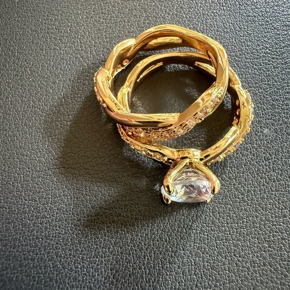 Engagement Ring Set New Gold 2PC Bridal Ring Set Wedding Ring Size 6,  7, 8 - Picture 4 of 5